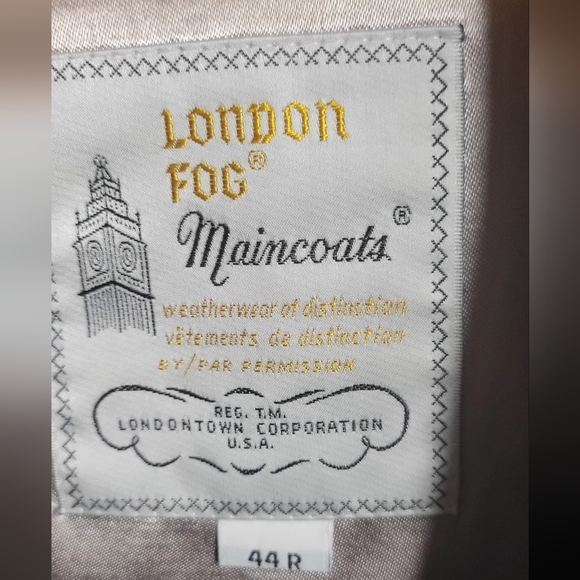 Vintage London Fog Mens Wool Pea  Coat Double Breasted Navy Blue Size 44R - Picture 8 of 9